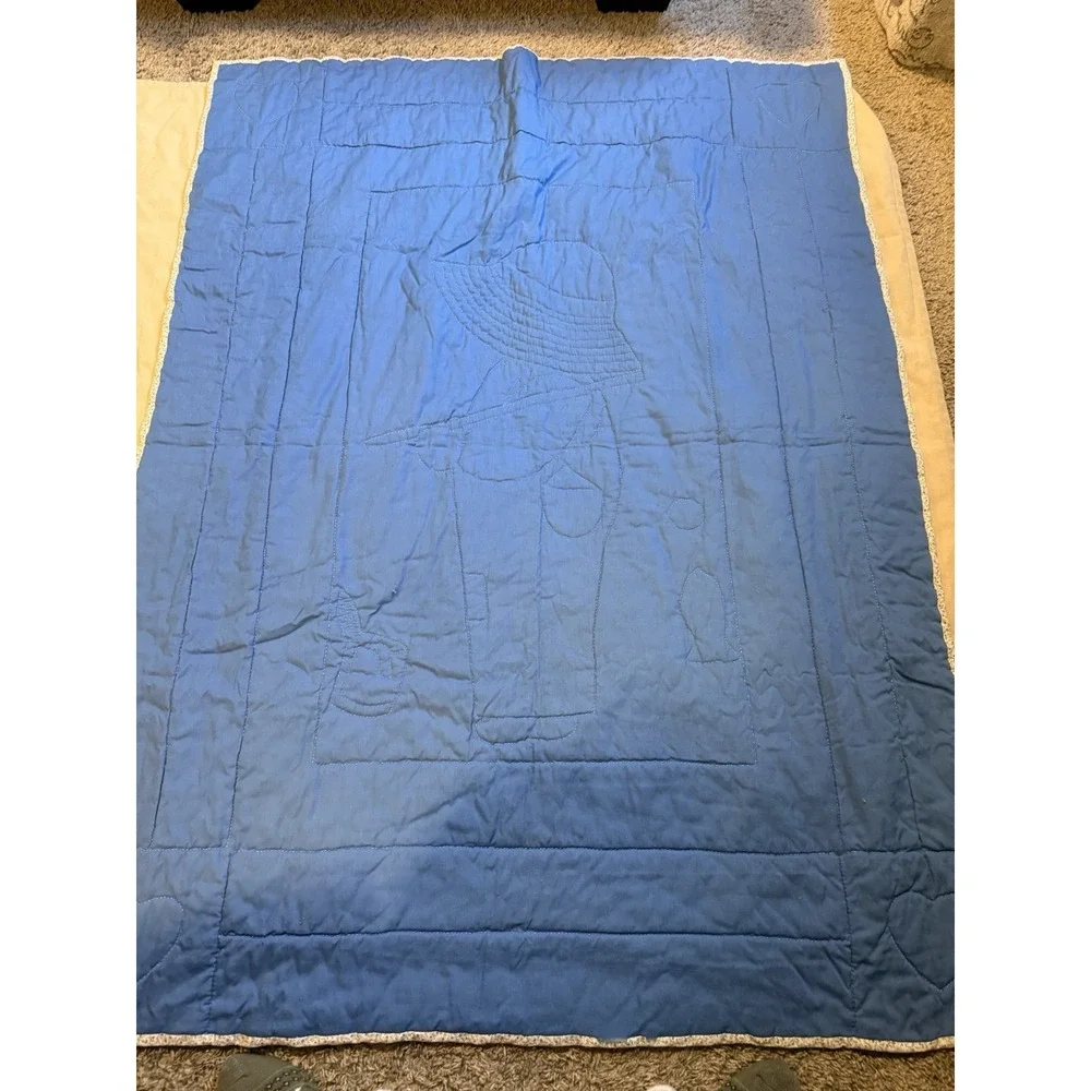 Vintage Handmade Cottage Core Fisherman Baby Toddler Nursery Quilt